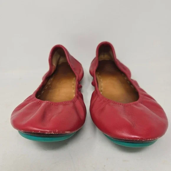 Tieks by Gavrieli Cardinal Red Leather Ballet Flats Size 9 Signature Teal Sole - Picture 2 of 16